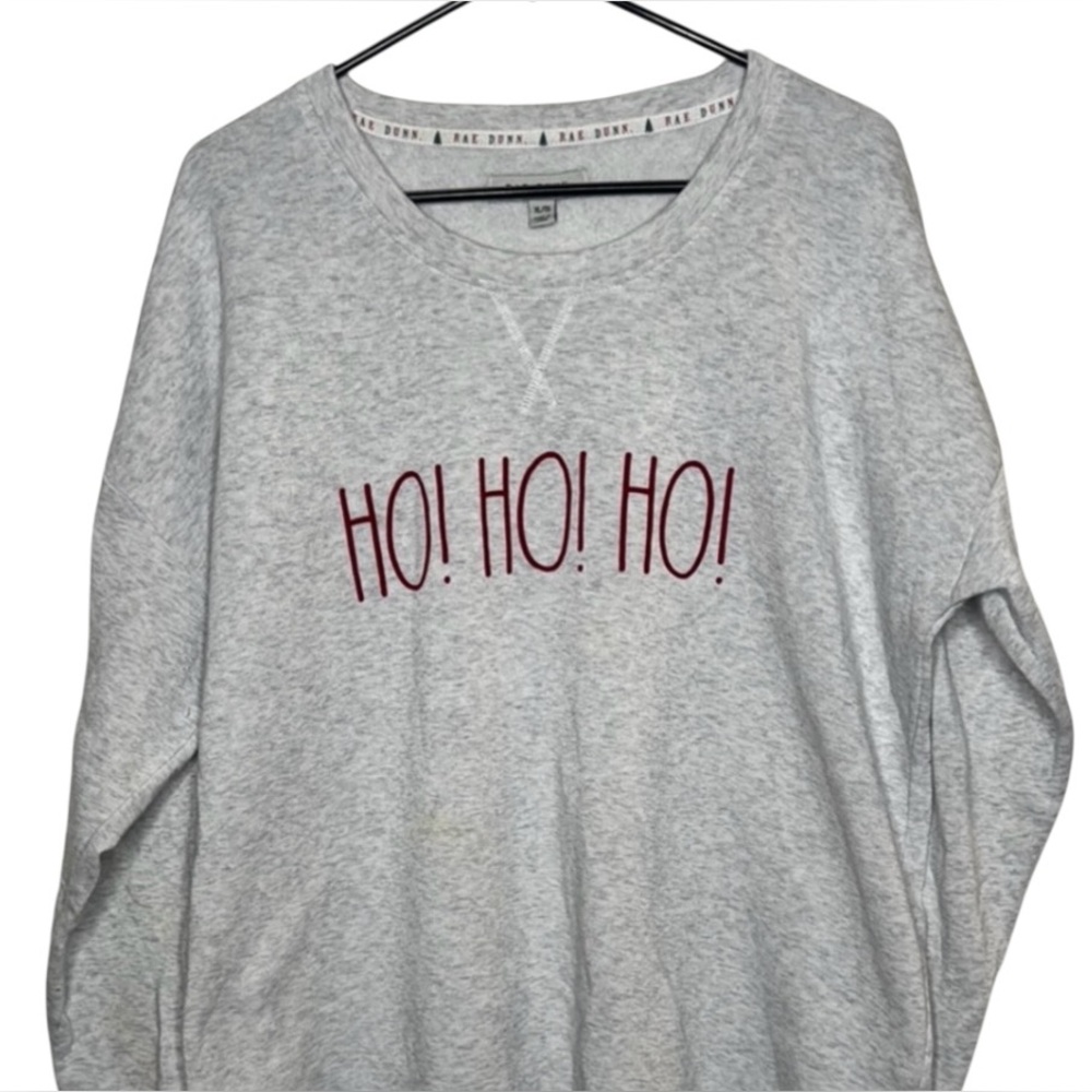 Rae Dunn Gray and Red Holiday Sweatshirt Ho Ho Ho
